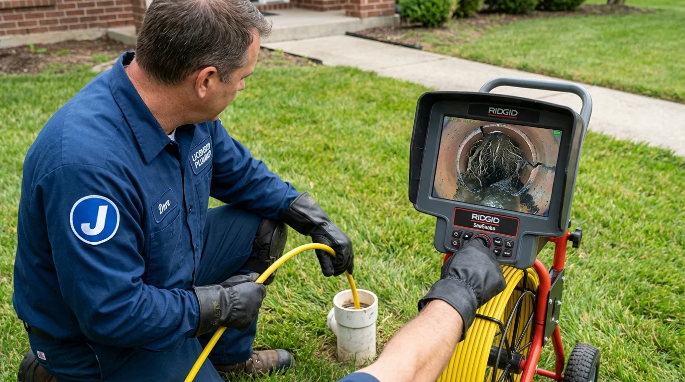 Sewer camera inspection being performed by Johns Plumbing LLC in Lake View