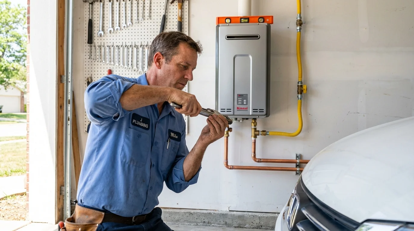 Tankless water heater installation by a Johns Plumbing LLC plumber in Lake View